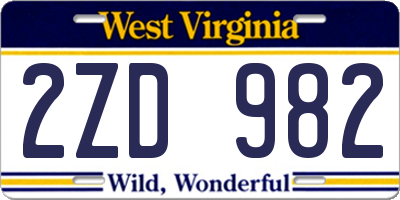 WV license plate 2ZD982