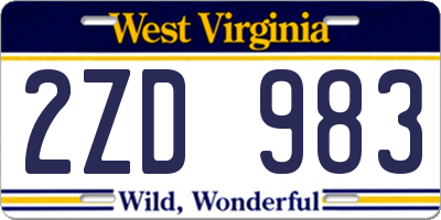WV license plate 2ZD983