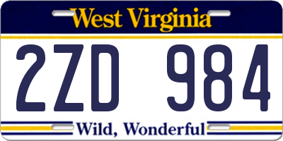 WV license plate 2ZD984