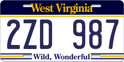 WV license plate 2ZD987