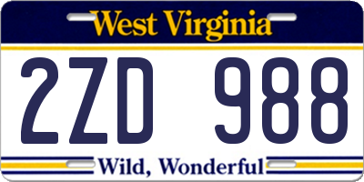 WV license plate 2ZD988