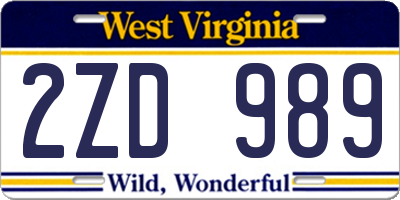 WV license plate 2ZD989