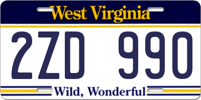 WV license plate 2ZD990