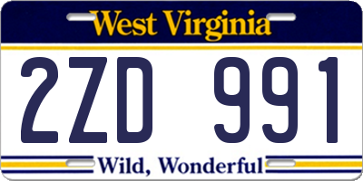 WV license plate 2ZD991