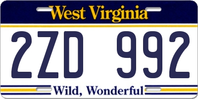WV license plate 2ZD992