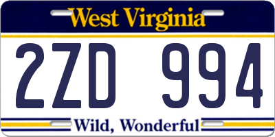 WV license plate 2ZD994