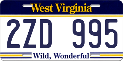 WV license plate 2ZD995