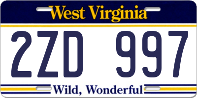 WV license plate 2ZD997