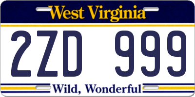 WV license plate 2ZD999
