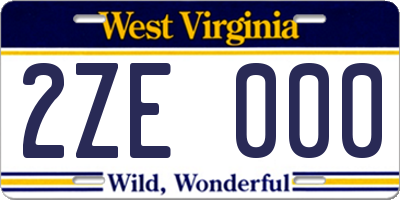 WV license plate 2ZE000