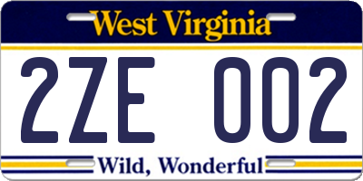WV license plate 2ZE002