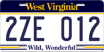 WV license plate 2ZE012