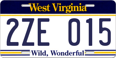WV license plate 2ZE015