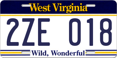 WV license plate 2ZE018