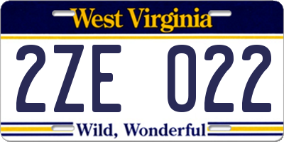 WV license plate 2ZE022