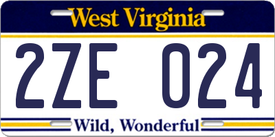 WV license plate 2ZE024