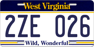 WV license plate 2ZE026