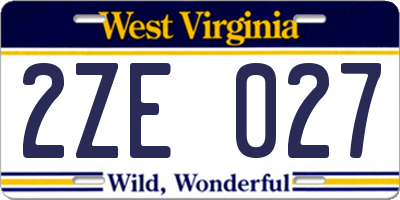 WV license plate 2ZE027