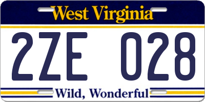 WV license plate 2ZE028