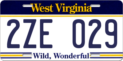 WV license plate 2ZE029