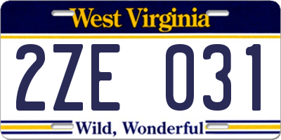 WV license plate 2ZE031