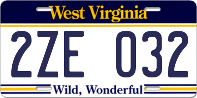 WV license plate 2ZE032