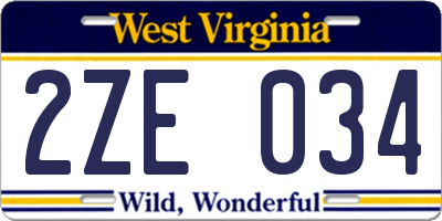 WV license plate 2ZE034