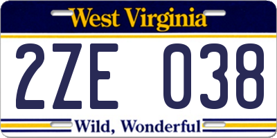WV license plate 2ZE038