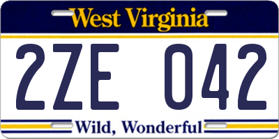 WV license plate 2ZE042
