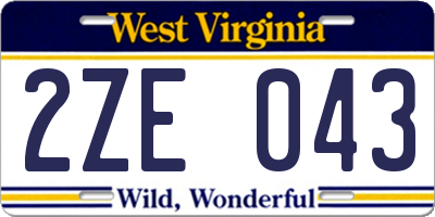 WV license plate 2ZE043