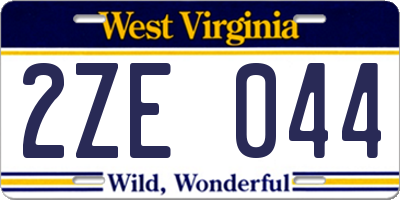 WV license plate 2ZE044