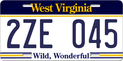 WV license plate 2ZE045