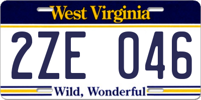 WV license plate 2ZE046