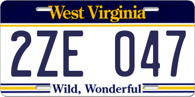 WV license plate 2ZE047