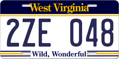 WV license plate 2ZE048