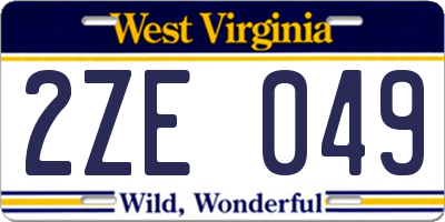 WV license plate 2ZE049