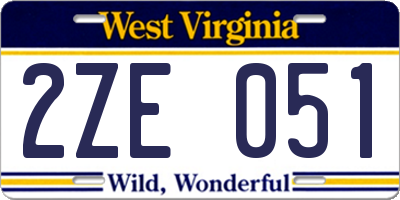 WV license plate 2ZE051