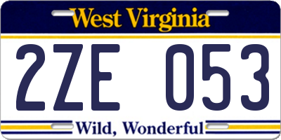 WV license plate 2ZE053