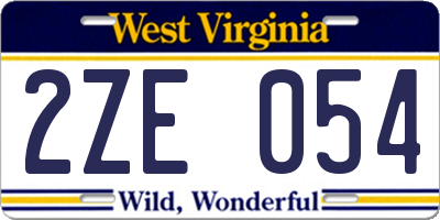 WV license plate 2ZE054
