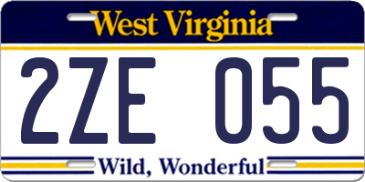 WV license plate 2ZE055