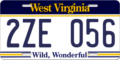 WV license plate 2ZE056