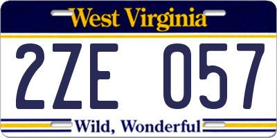 WV license plate 2ZE057