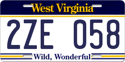 WV license plate 2ZE058