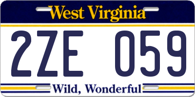 WV license plate 2ZE059