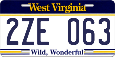 WV license plate 2ZE063