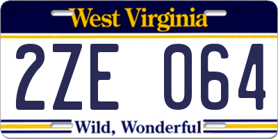 WV license plate 2ZE064