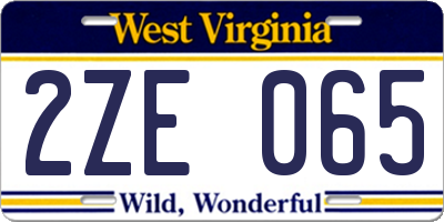 WV license plate 2ZE065