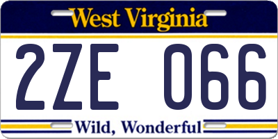 WV license plate 2ZE066