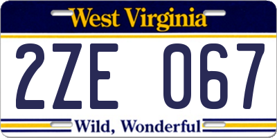 WV license plate 2ZE067