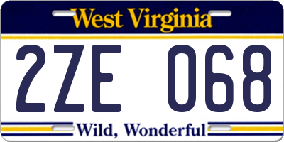 WV license plate 2ZE068